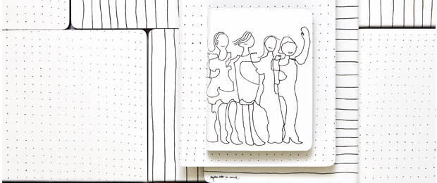 Verspielte, handschriftliche Designs: Die Notizbücher „LINES“, „DOTS“ und „FRIENDS“ von nuuna und Myriam Beltz. (Bild: nuuna by brandbook)