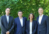 Die Artoz-Geschäftsführung (v.l.): Richard Tüscher (CFO), Jean Hardt (CEO), Sibylle Überbacher (Produktmanagement) und Claudio Schaad (Vertrieb)