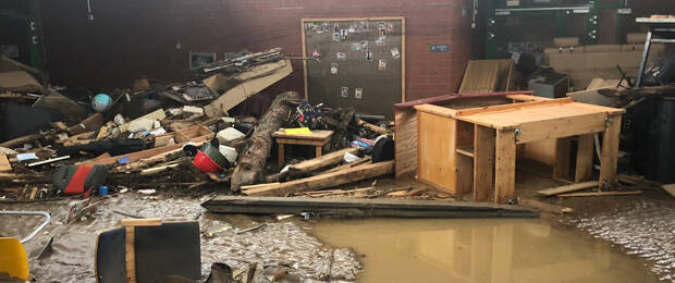 Die Schule nach der Flutkatastrophe – jetzt von deuter mit einer Spende von 3000 Euro unterstützt. (Bild: deuter)