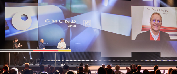 Florian Kohler, Inhaber Gmund Papier, live zugeschaltet bei der Vergabe des Deutschen Nachhaltigkeitspreises (Bild: Schuchrat Kurbanov)