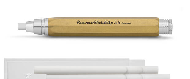 Radiergummi in Stiftform: der handliche „Sketch Up Corrector“ von Kaweco mit passenden Radiergummischnüren zum Auswechseln (Bild: Kaweco)