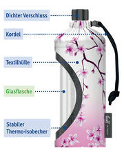 Dicht und praktisch: Die Emil-Glastrinkflasche mit schützendem Thermobecher