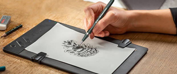 Der neue Fallminenstift von Faber-Castell und iskn ermöglicht ein gleichbleibendes Zeichenerlebnis auf Papier und digitalen Tablets. (Bild: Faber-Castell)