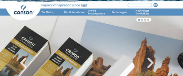 Die Hamelin-Marke Canson soll an FILA verkauft werden, hier ein Ausschnitt der Homepage von Canson.