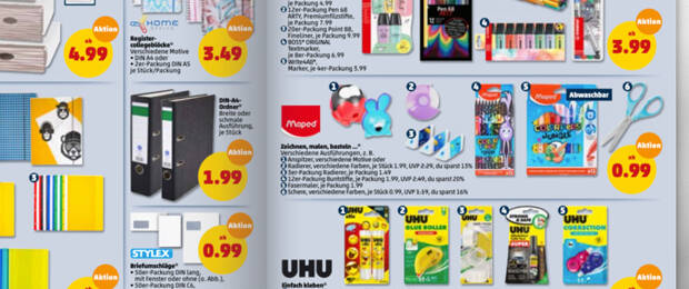 Im Januar bietet der Discounter in einem Special vereinzelt Markenprodukte für die Schule und das Büro an. (Bild: Screenshot penny.de)