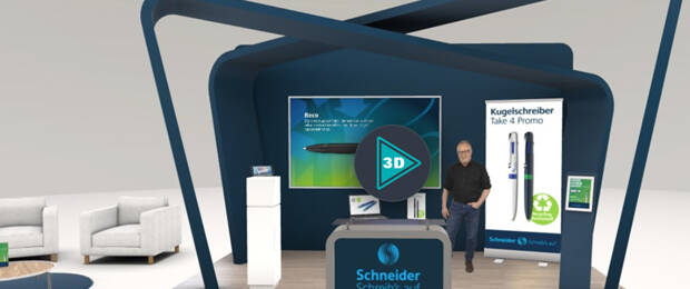Der digitale Messestand von Schneider Schreibgerte für nachhaltige Werbeprodukte. (Bild: Schneider Schreibgeräte)