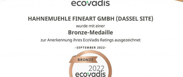 Das EcoVadis-Zertifikat für Hahnemühle.